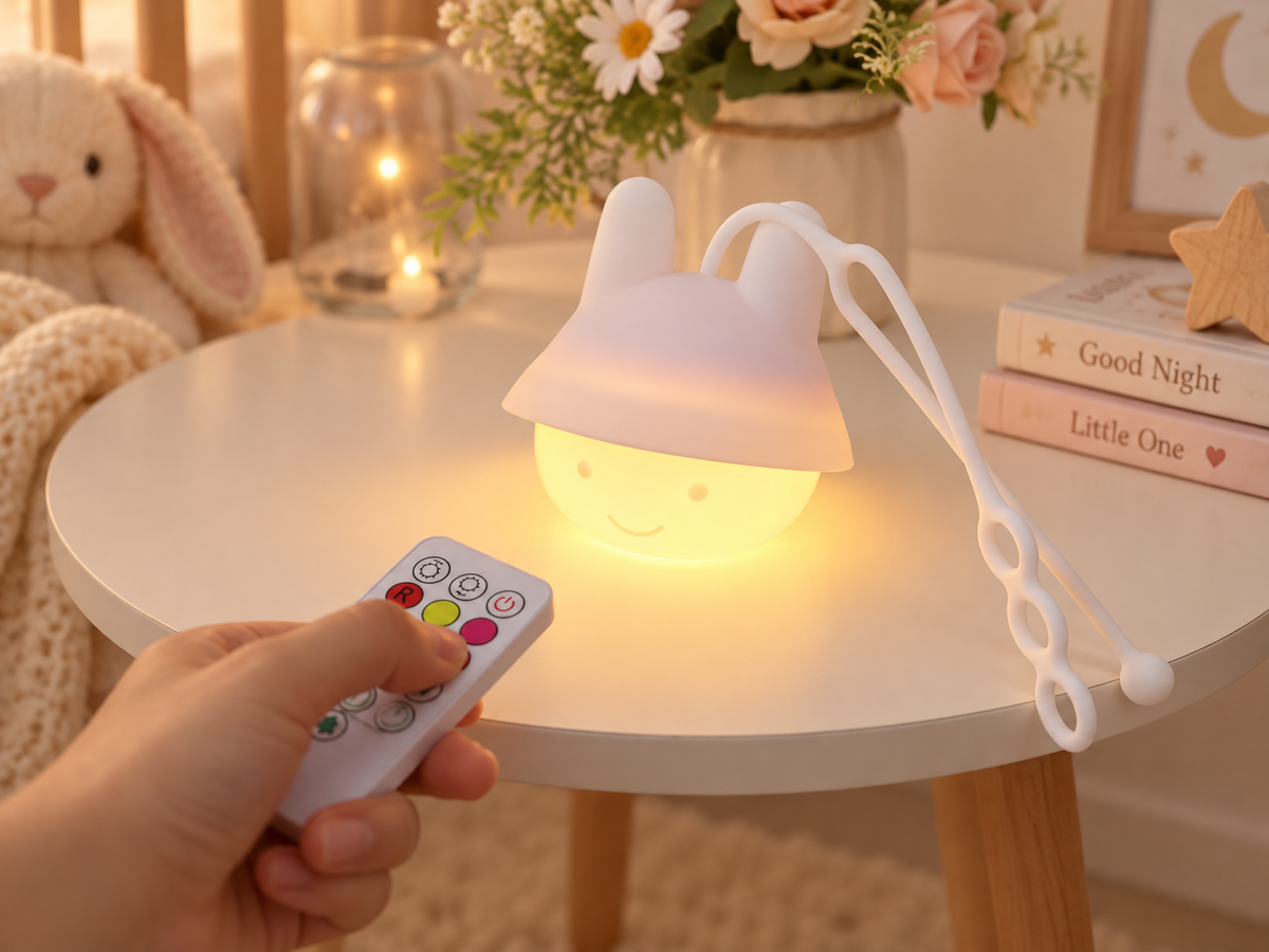 Portable / Soft Hanging Lamp with remote control - Bunny wearing hat