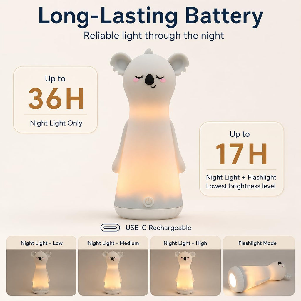 Koala Rechargeable Flashlight with Lamp for Kids