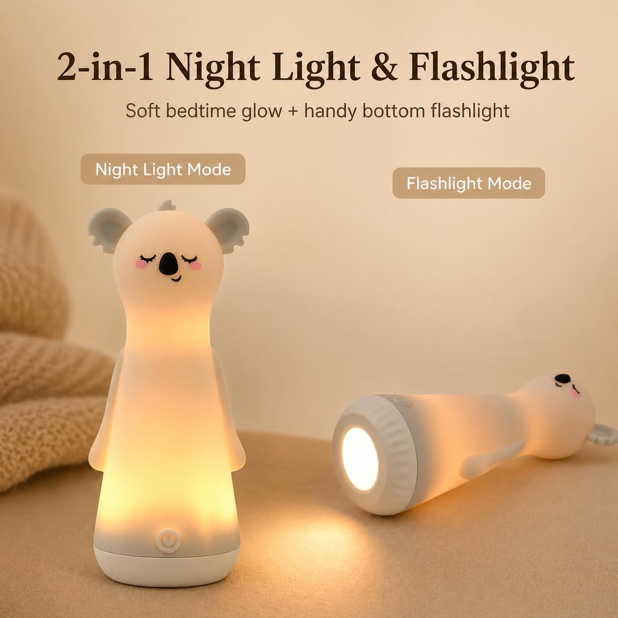 Koala Rechargeable Flashlight with Lamp for Kids