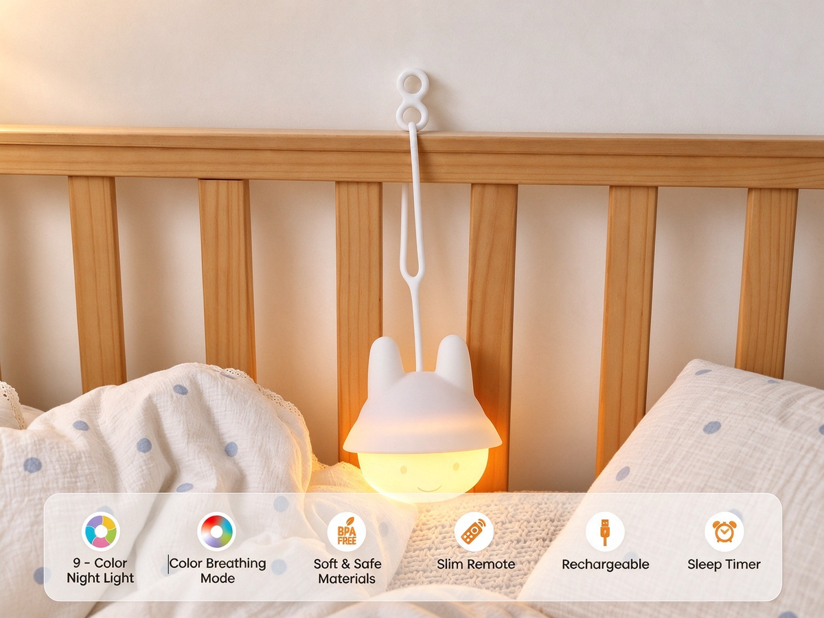 Portable / Soft Hanging Lamp with remote control - Bunny wearing hat